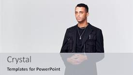  Presentation with skin - Colorful slide deck enhanced with studio-portrait-of-young-man backdrop and a light gray colored foreground
