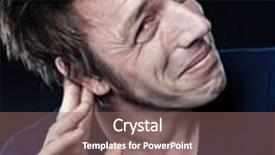  Presentation with hearing - Slides featuring sound ear - studio portrait on black background background and a violet colored foreground