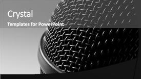  Presentation with microphone - Beautiful slides featuring close-up view of a modern black microphone backdrop and a gray colored foreground