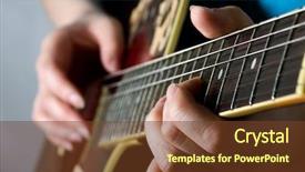  Presentation with role play woman and man - Colorful slide set enhanced with flamenco - woman plays an acoustic guitar backdrop and a tawny brown colored foreground