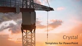  Presentation with blue orange - Amazing slide set having studio shoot of a part of a crane against orange and blue sky with clouds backdrop and a coral colored foreground