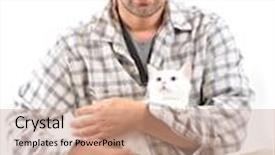  Presentation with homeless - Slides enhanced with studio shot of a homeless with his white cat - a series of homeless images background and a coral colored foreground