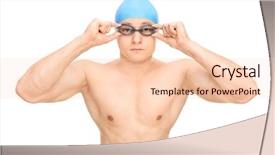  Presentation with swimmer - Beautiful PPT theme featuring a blue swim cap backdrop and a lemonade colored foreground