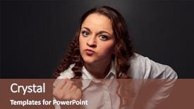  Presentation with angry - Colorful slide set enhanced with studio shot of angry woman backdrop and a tawny brown colored foreground