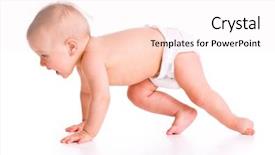  Presentation with tv show studio camera - Slide deck featuring studio shot of baby crawling background and a sky blue colored foreground