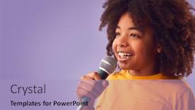  Presentation with studio - Slide set featuring studio-shot-of-boy-singing background and a light blue colored foreground