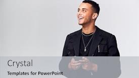  Presentation with studio - PPT layouts with studio-shot-of-causally-dressed background and a light gray colored foreground