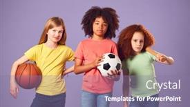  Presentation with sports children - PPT layouts consisting of studio-shot-of-children background and a coral colored foreground