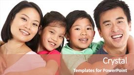  Presentation with chinese - Cool new PPT theme with studio shot of chinese family backdrop and a coral colored foreground