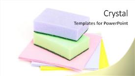  Presentation with sponges - PPT theme enhanced with studio shot of cleaning cloths background and a white colored foreground