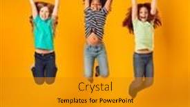  Presentation with children - Presentation design featuring studio-shot-of-energetic-children background and a  colored foreground
