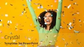  Presentation with studio - Theme having studio-shot-of-excited-woman and a gold colored foreground