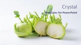  Presentation with studio - Audience pleasing slide deck consisting of studio shot of fresh kohlrabi backdrop and a sky blue colored foreground