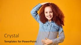  Presentation with studio - Presentation theme enhanced with studio-shot-of-girl-patting background and a gold colored foreground