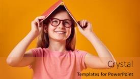  Presentation with tv show studio camera - Presentation design having studio-shot-of-girl-wearing background and a gold colored foreground