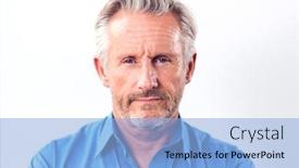  Presentation with studio - Slide set consisting of studio-shot-of-mature-man background and a light blue colored foreground