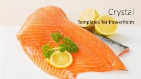  Presentation with salmon - Slides with studio-shot-of-raw-salmon background and a coral colored foreground