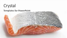  Presentation with salmon dish - Amazing slides having studio shot of raw salmon fillet isolated on dish backdrop and a white colored foreground