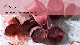  Presentation with tv show studio camera - PPT layouts enhanced with studio shot of smashed lipsticks background and a coral colored foreground