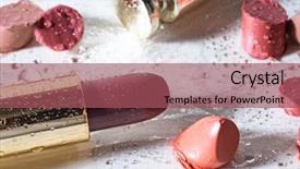  Presentation with tv show studio camera - Amazing slide deck having studio shot of smashed lipsticks backdrop and a violet colored foreground