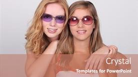  Presentation with teenagers - PPT theme enhanced with studio-shot-of-two-pretty background and a coral colored foreground
