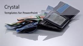  Presentation with spilling - Cool new PPT theme with studio shot of wallet drop backdrop and a light gray colored foreground