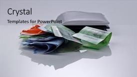  Presentation with spilling - Colorful PPT layouts enhanced with studio shot of wallet drop backdrop and a light gray colored foreground