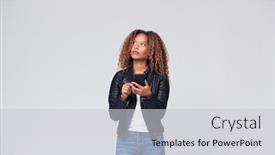  Presentation with text message - PPT layouts with studio-shot-of-woman-wearing background and a light gray colored foreground