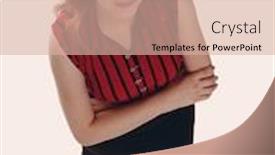  Presentation with upwards - Colorful presentation design enhanced with studio shot of young women looking upwards on a white background backdrop and a lemonade colored foreground