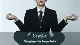  Presentation with posture - Amazing slides having studio shot portrait of a beautiful young woman in a costume suit sitting on the lotus posture backdrop and a tawny brown colored foreground