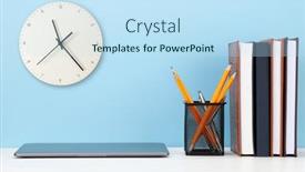  Presentation with home office - Colorful PPT layouts enhanced with studio-workspace-with-laptop-computer backdrop and a sky blue colored foreground