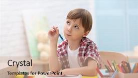  Presentation with home - PPT theme consisting of studious - cute little boy studying background and a  colored foreground