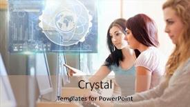  Presentation with education graphics - Beautiful presentation theme featuring studious - digital composite of female student backdrop and a  colored foreground