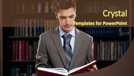  Presentation with lawyer - Cool new presentation theme with studious - lawyer reading a book backdrop and a  colored foreground