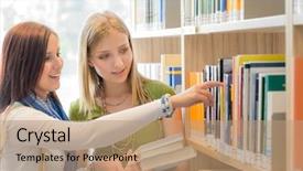  Presentation with elementary school female career day technology - Slide deck featuring studious - two female teenage girls looking background and a coral colored foreground