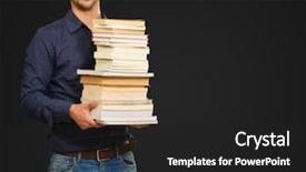  Presentation with black man - Cool new presentation theme with studious - young happy man holding pile backdrop and a  colored foreground