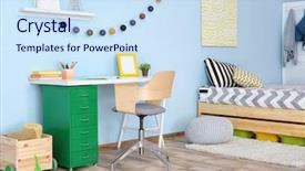  Presentation with children - Colorful slides enhanced with home study - beautiful interior of children's room backdrop and a sky blue colored foreground