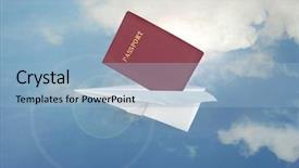  Presentation with flight - Slides with study abroad - blue paper airplane flight background and a light blue colored foreground