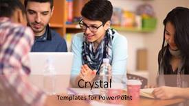  Presentation with exam - Beautiful slides featuring study abroad - group of classmates studying together backdrop and a coral colored foreground