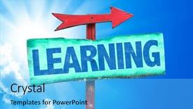  Presentation with study abroad - Theme enhanced with study abroad - learning sign with sky background background and a light blue colored foreground