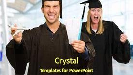  Presentation with student - Colorful slides enhanced with study abroad - male graduate holding mini miniature backdrop and a wine colored foreground