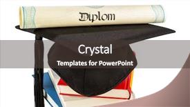  Presentation with skills - Beautiful presentation design featuring study abroad - mortarboard on a pile backdrop and a tawny brown colored foreground