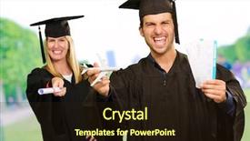  Presentation with study abroad - Slides featuring study abroad - portrait of two happy graduate background and a wine colored foreground