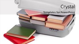  Presentation with suitcase - PPT layouts enhanced with study abroad - suitcase with books isolated background and a light gray colored foreground