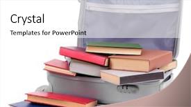  Presentation with suitcase - Slide set featuring study abroad - suitcase with books isolated background and a white colored foreground