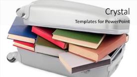  Presentation with suitcase - Audience pleasing PPT theme consisting of study abroad - suitcase with books isolated backdrop and a white colored foreground