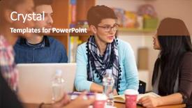  Presentation with exam - Audience pleasing theme consisting of study abroad - team group talking and discussing backdrop and a red colored foreground