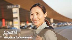  Presentation with study abroad - Cool new slide deck with study abroad - young traveler portrait outside backdrop and a coral colored foreground