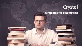  Presentation with geography - Beautiful PPT theme featuring study area - young ambitious geography teacher backdrop and a dark gray colored foreground