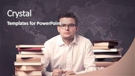  Presentation with school desk - Beautiful presentation featuring study area - young ambitious geography teacher backdrop and a dark gray colored foreground